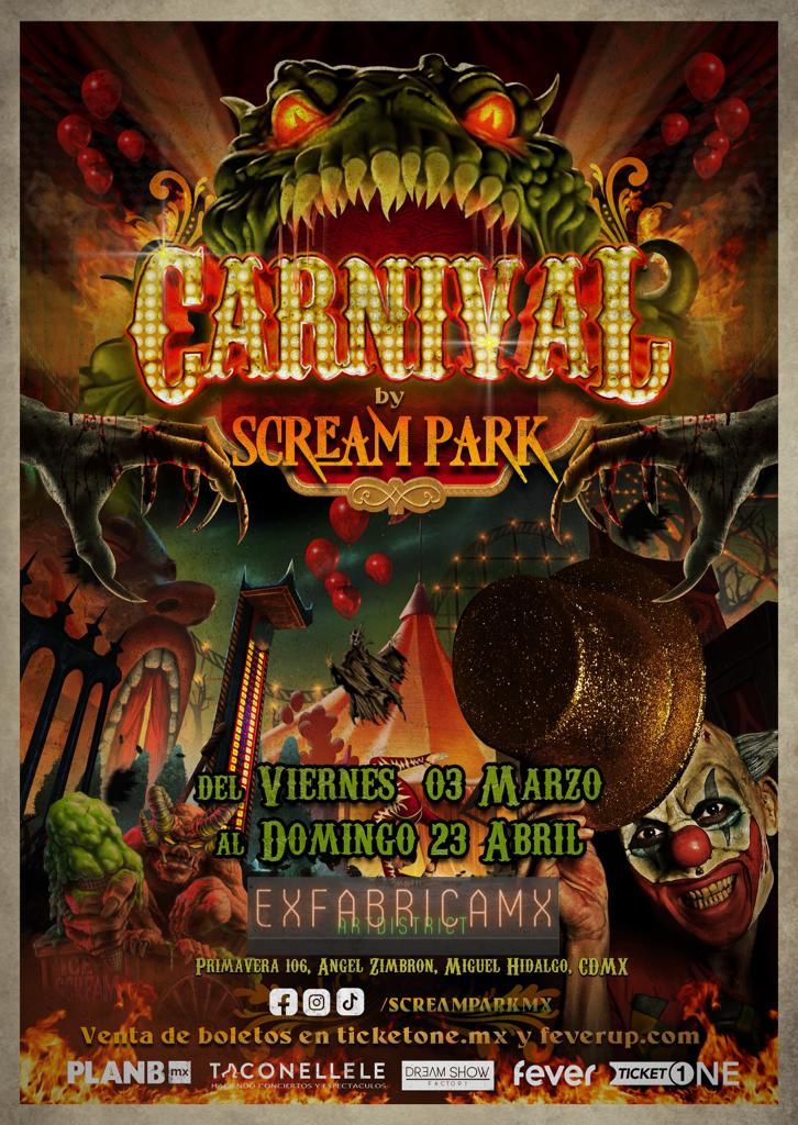 SCREAM PARK CARNIVAL el parque de diversiones de terror más grande de toda Latinoamérica
